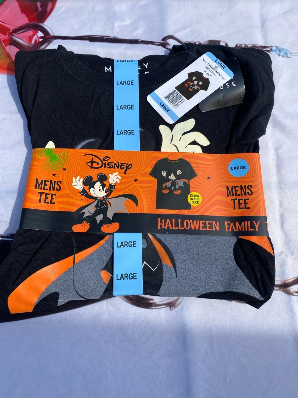 Disney Mickey Mouse Halloween Men's Large Tee Glow In The Dark
